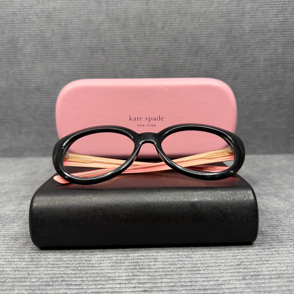 Kate Spade New York Cherie Black Pink Round Cat Eye Y2K Eyeglasses 56-19-140Case